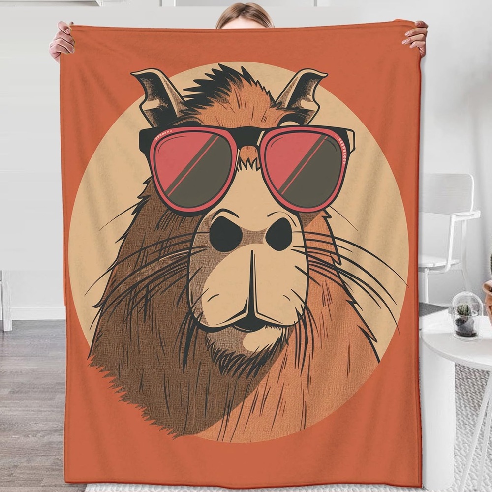 NEW Capybara Flannel Throw Blanket 4ft x 5ft Lightweight Machine Washable